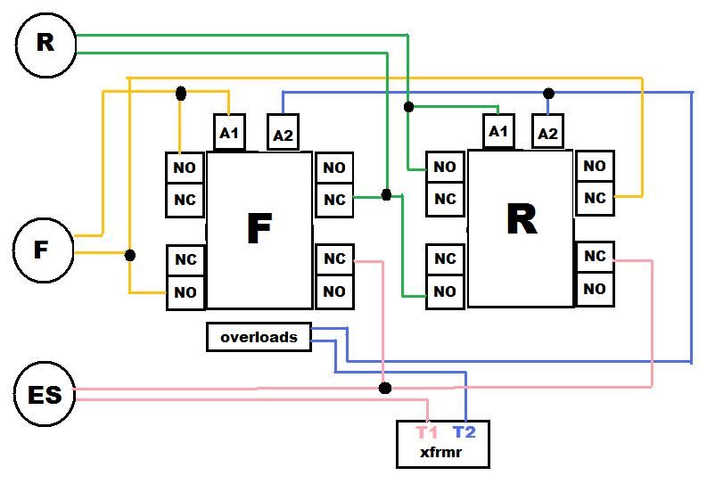 wiring up forward reverse motor starter with electric interlock